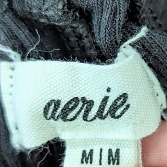 Aerie High Waisted Ribbed Black Pants - Picture 2 of 6